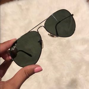 Ray Ban Black on Black Polarized Aviators